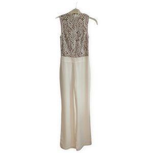 Misha Collection white lace jumpsuit.
